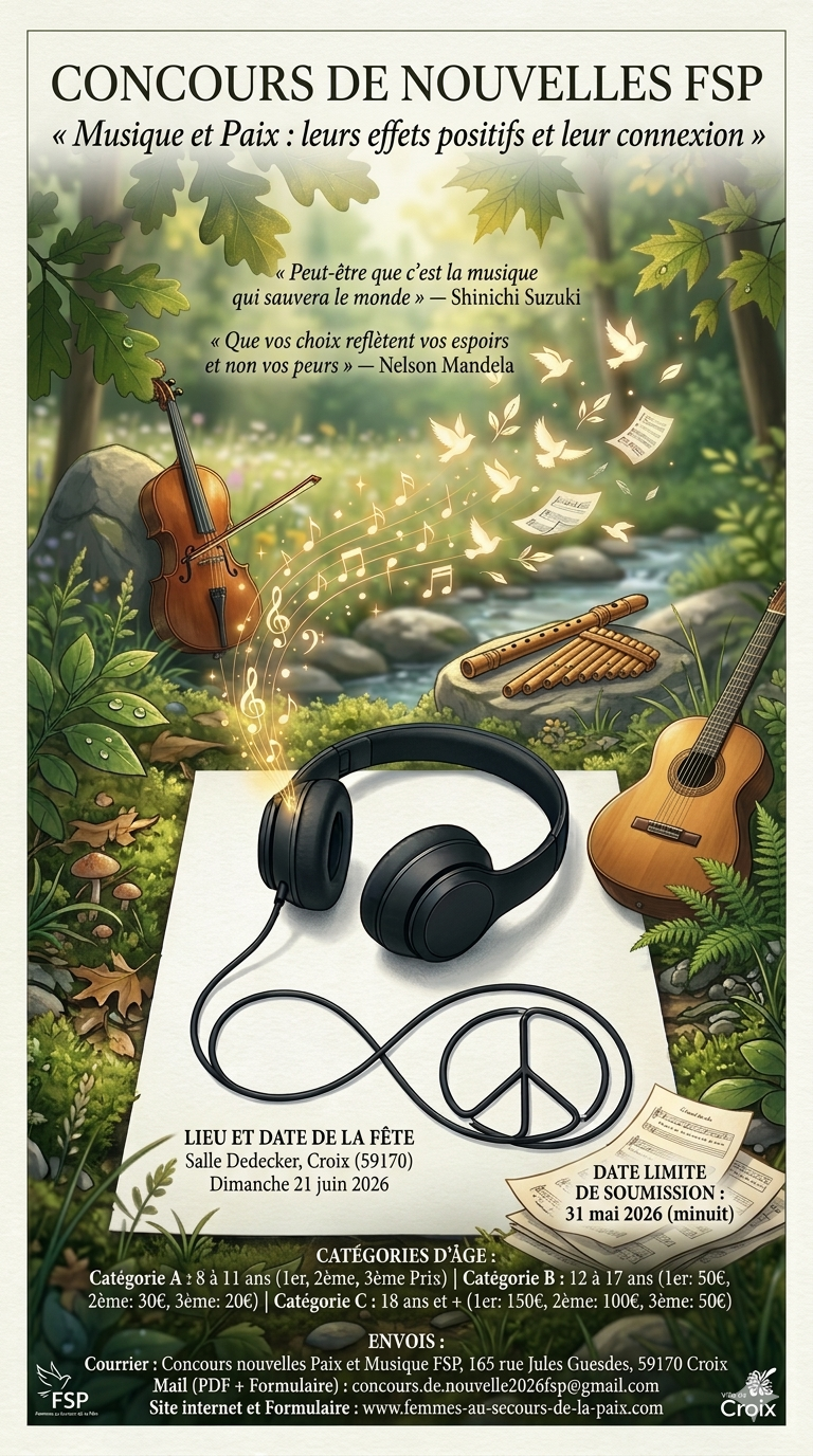 Concours de nouvelles La musique et la Paix FSP 2026